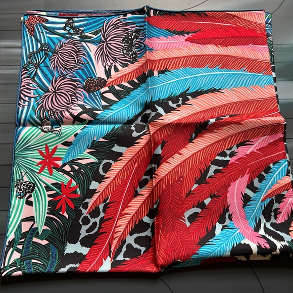 Hermes scarf silk Carre 35" x 35" jaguar quetzal Green Blue Red Black - Picture 6 of 11